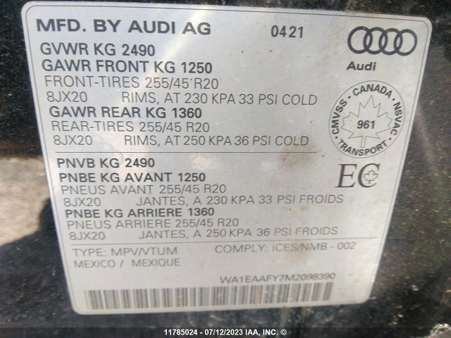 WA1EAAFY7M2098390 Audi Q5 Progressiv