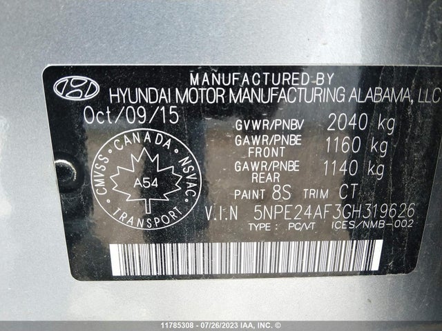 Hyundai SONATA SE 2016 5NPE24AF3GH319626 Image 9