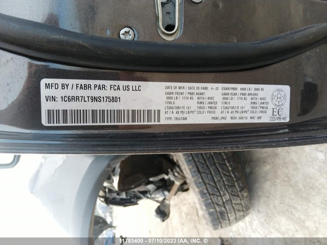 1C6RR7LT9NS175801 RAM 1500 Classic Slt