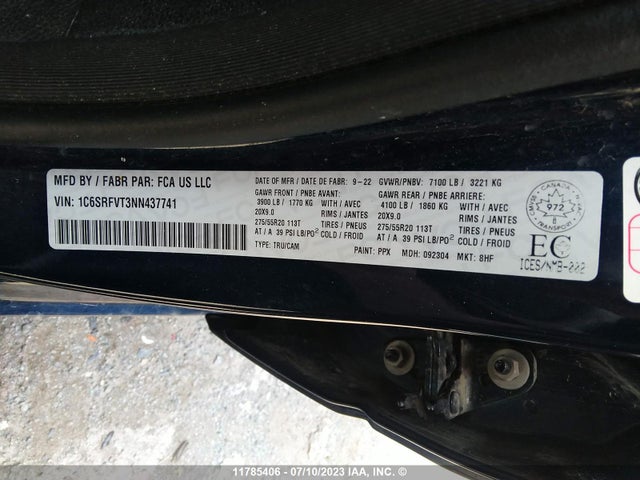 1C6SRFVT3NN437741 RAM 1500 Sport