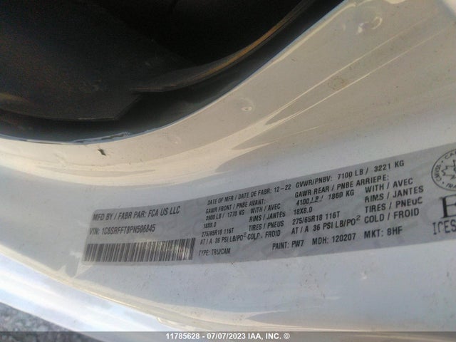 1C6SRFFT8PN506845 RAM 1500 Big Horn/lone Star