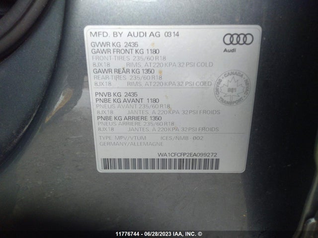 WA1CFCFP2EA099272 Audi Q5 PREMIUM