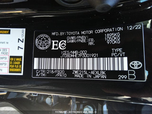 Toyota Corolla Le/se 2023 JTDBDMHE7P3001921 Image 10