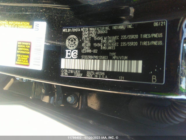 Toyota Highlander Limited/platinum 2021 5TDDZRBH7MS135803 Image 9