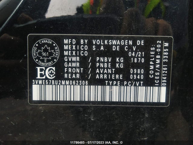 3VWE57BU2MM062306 Volkswagen JETTA SEL