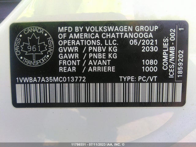 1VWBA7A35MC013772 Volkswagen Passat Highline