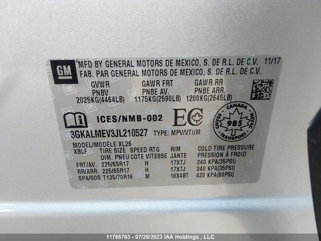 Продажа на аукционе авто 2018 Gmc Terrain Sle, vin: 3GKALMEV3JL210527, номер лота: 11786763