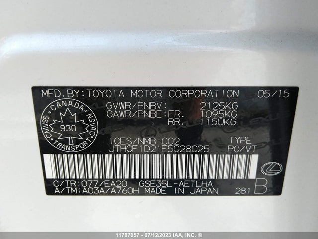 Lexus IS 250 2015 JTHCF1D21F5028025 Image 9