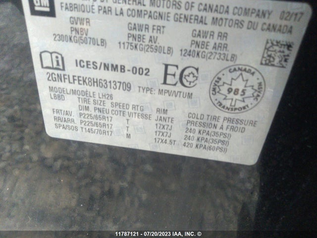 Chevrolet EQUINOX LT 2017 2GNFLFEK8H6313709 Image 9