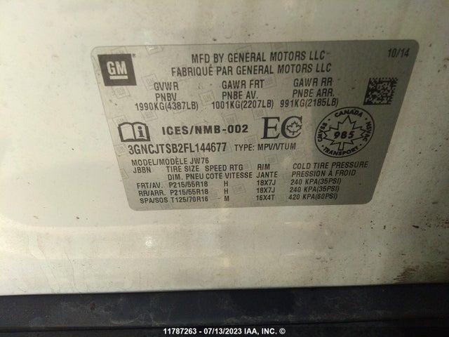 Chevrolet TRAX LTZ 2015 3GNCJTSB2FL144677 Image 9