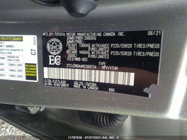 2T2JZMDA4MC300734 Lexus RX 350