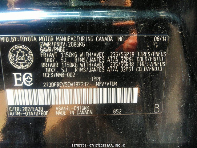 Toyota Rav4 Limited 2014 2T3DFREV5EW197212 Image 10