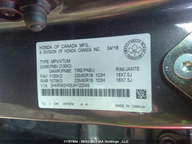 Honda CR-V EX 2018 2HKRW2H55JH122049 Image 11