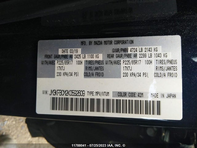 JM3KFBCM2K0592609 Mazda Cx-5 Touring