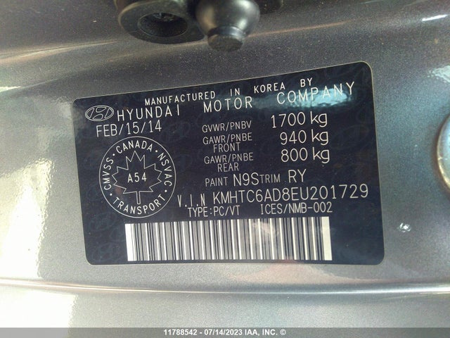 Hyundai VELOSTER 2014 KMHTC6AD8EU201729 Image 10