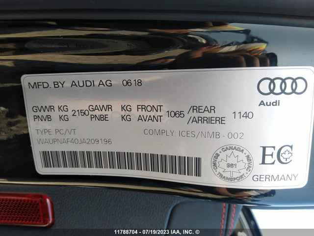WAUPNAF40JA209196 Audi A4 Premium Plus