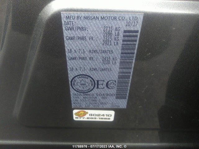 5N1DL0MMXJC504900 Infiniti QX60