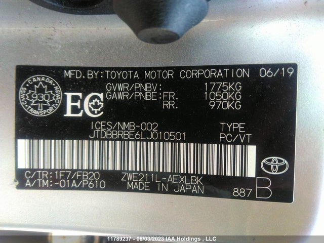 Toyota COROLLA LE 2020 JTDBBRBE6LJ010501 Image 10