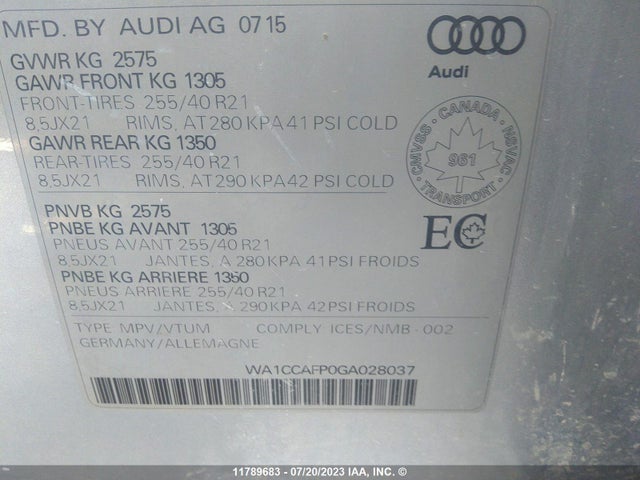 WA1CCAFP0GA028037 Audi SQ5