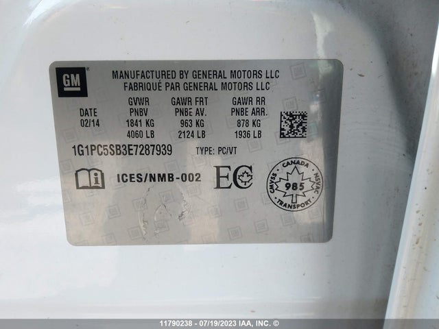 Chevrolet CRUZE LT 2014 1G1PC5SB3E7287939 Image 9