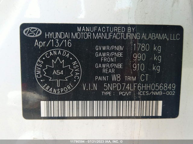 Hyundai ELANTRA SE 2017 5NPD74LF6HH056849 Image 10