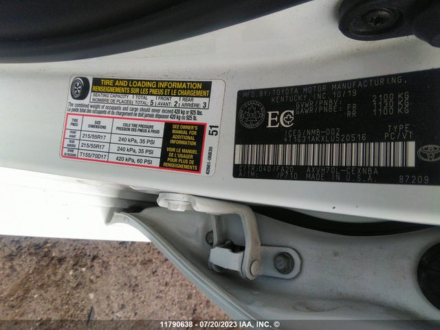 Toyota CAMRY LE 2020 4T1C31AKXLU520516 Image 10