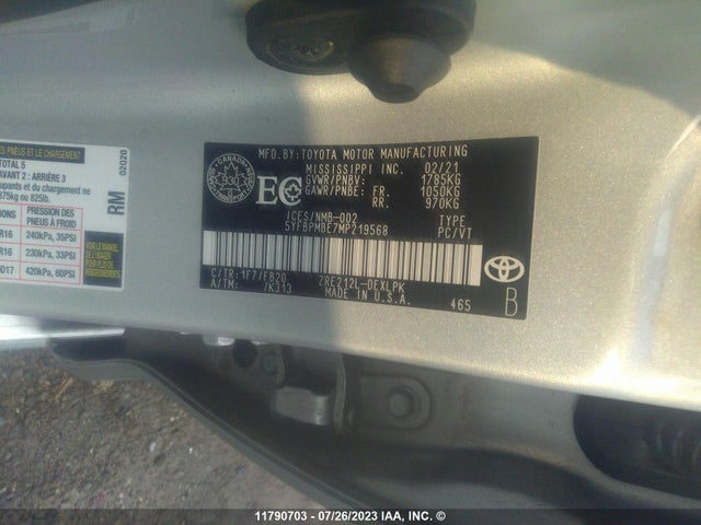 Toyota COROLLA LE 2021 5YFBPMBE7MP219568 Image 10
