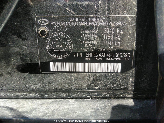 Hyundai SONATA SE 2016 5NPE24AF4GH366390 Image 10