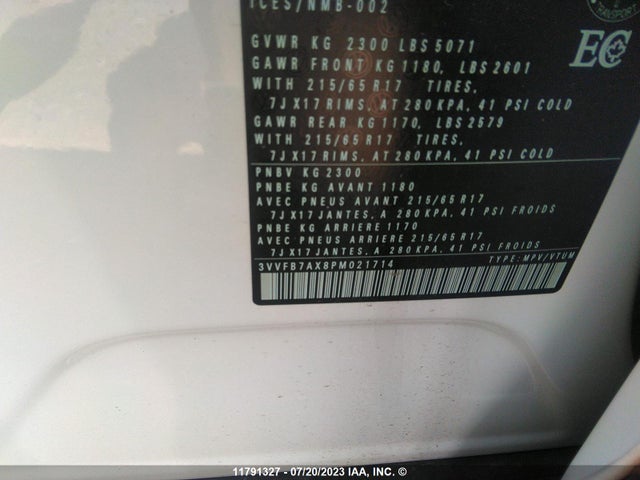 3VVFB7AX8PM021714 Volkswagen TIGUAN S