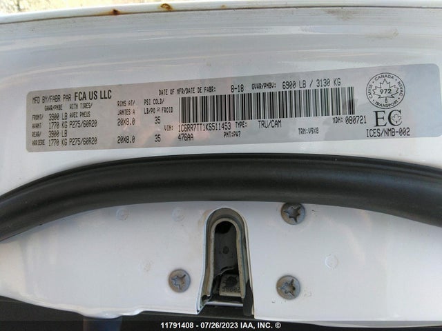1C6RR7TT1KS511453 RAM 1500 Classic Slt