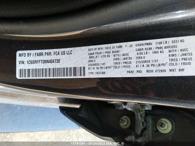 1C6SRFFT0NN404730 RAM 1500 Big Horn/lone Star
