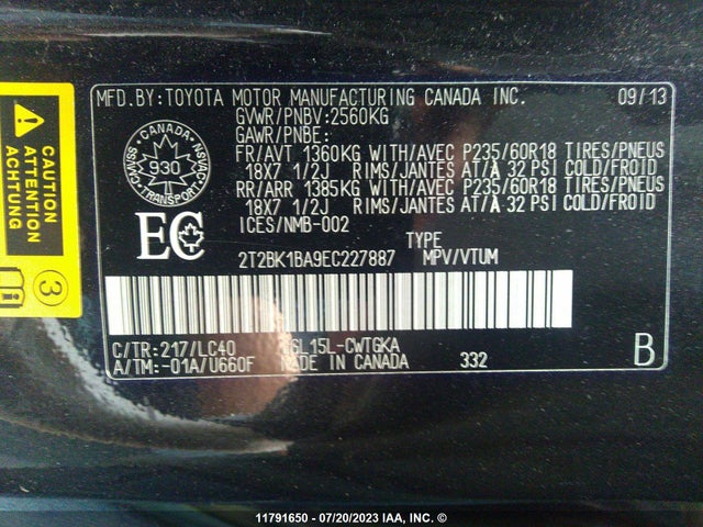 2T2BK1BA9EC227887 Lexus Rx 350/base/f Sport