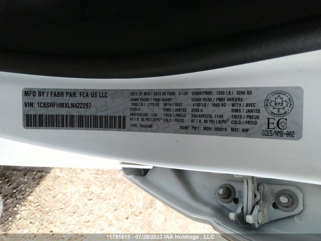 1C6SRFHMXLN422297 RAM 1500 Limited