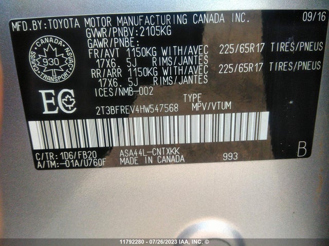 Toyota RAV4 LE 2017 2T3BFREV4HW547568 Image 9