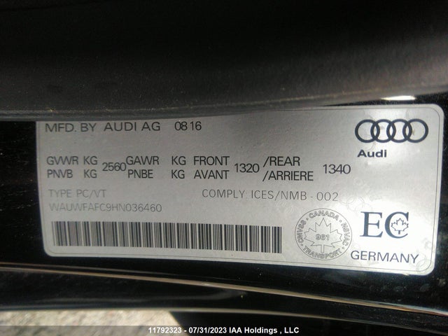 WAUWFAFC9HN036460 Audi S7 Premium Plus