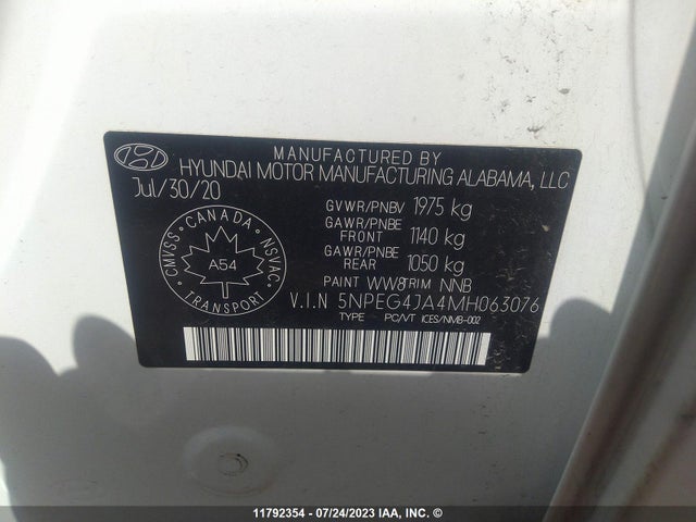 Hyundai SONATA SE 2021 5NPEG4JA4MH063076 Image 9