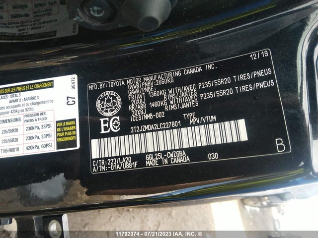 2T2JZMDA2LC227801 Lexus RX 350