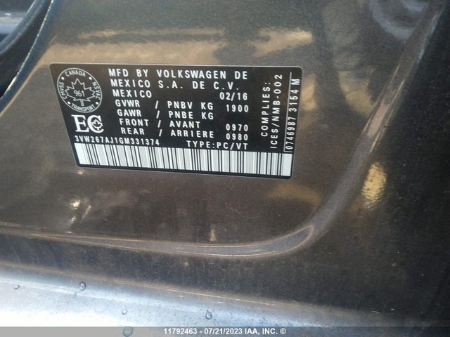 3VW267AJ1GM331374 Volkswagen JETTA