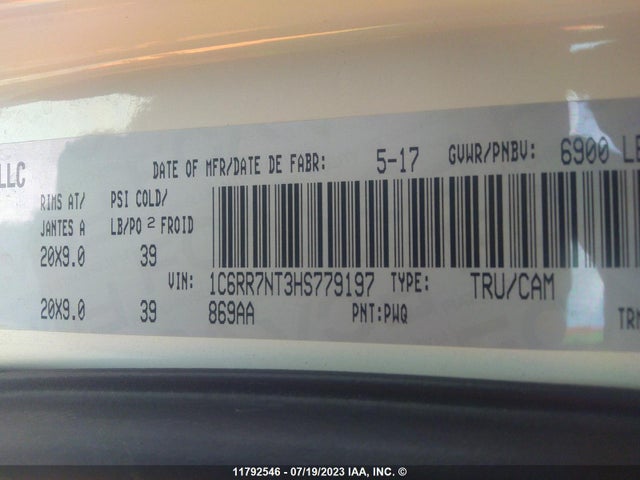 1C6RR7NT3HS779197 RAM 1500 Laramie