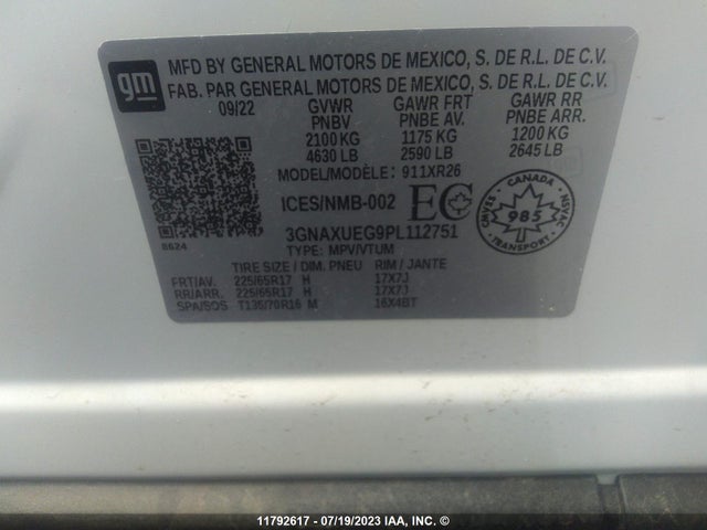 Chevrolet EQUINOX LT 2023 3GNAXUEG9PL112751 Image 9