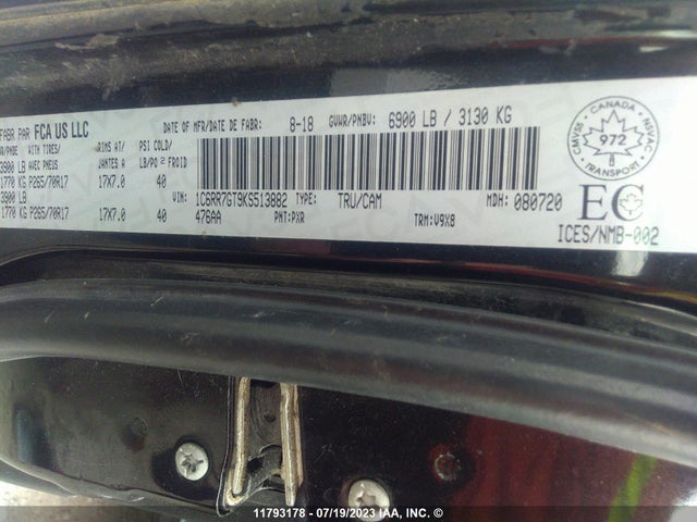 1C6RR7GT9KS513882 RAM 1500 Classic Slt