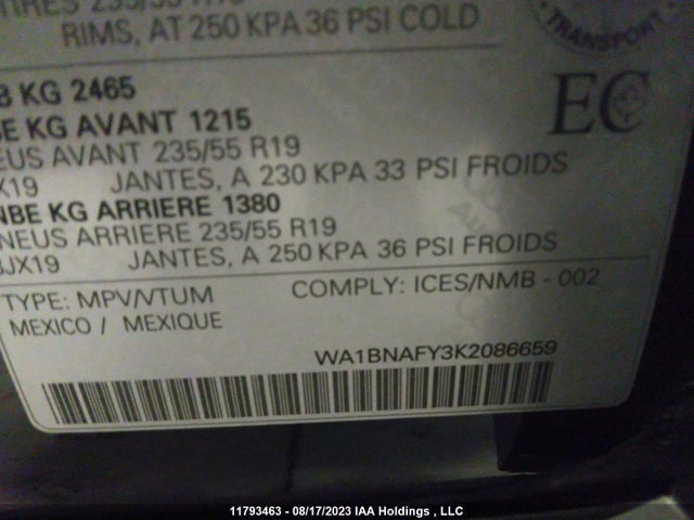 WA1BNAFY3K2086659 Audi Q5 Premium Plus