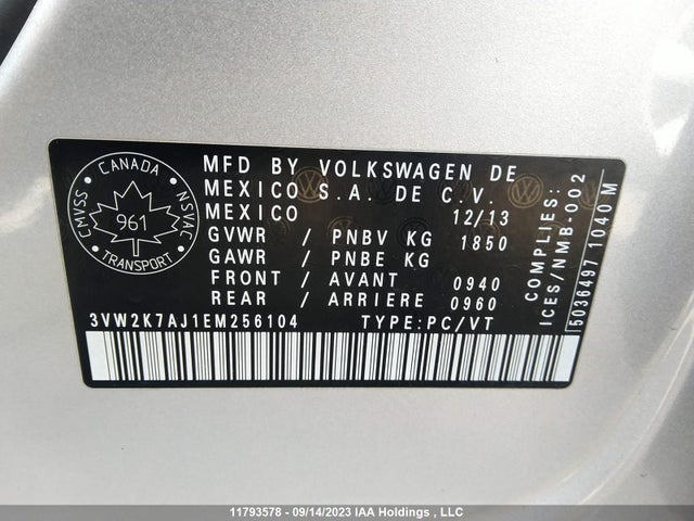 3VW2K7AJ1EM256104 Volkswagen JETTA S
