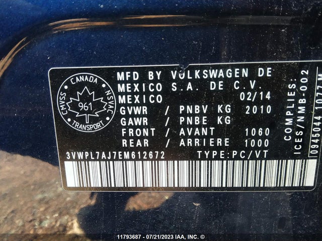 3VWPL7AJ7EM612672 Volkswagen JETTA TDI