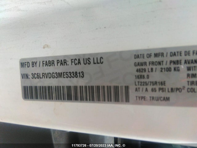 3C6LRVDG3ME533813 RAM Promaster 2500 2500 High