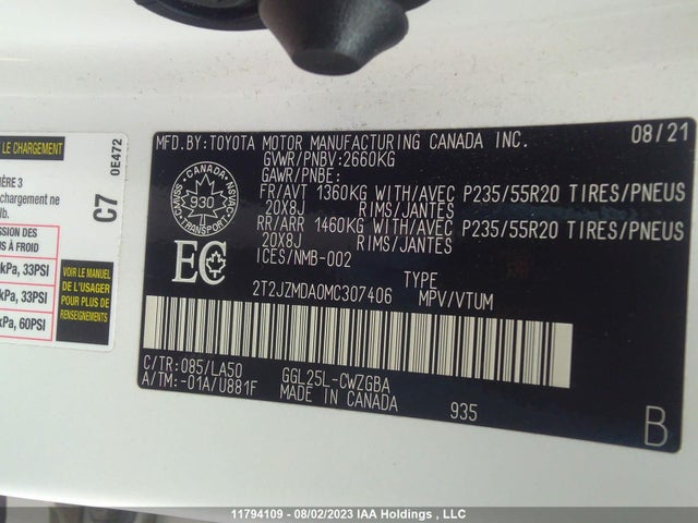 2T2JZMDA0MC307406 Lexus RX 350