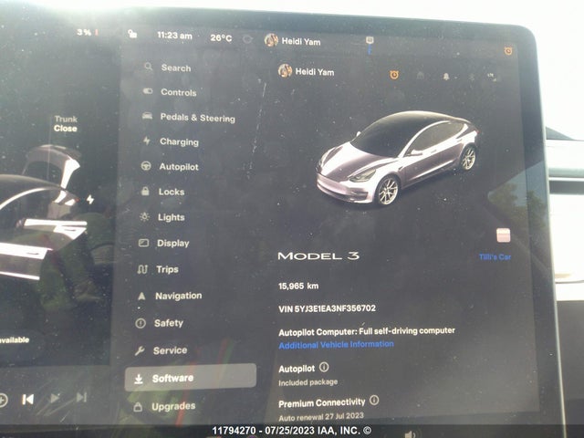 5YJ3E1EA3NF356702 Tesla MODEL 3