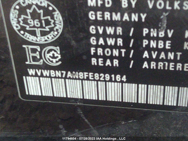 WVWBN7AN8FE829164 Volkswagen CC SPORT