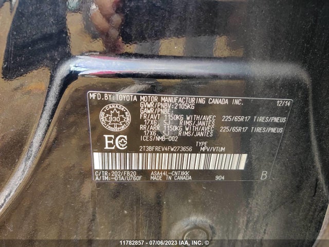 Toyota RAV4 LE 2015 2T3BFREV4FW273656 Image 12