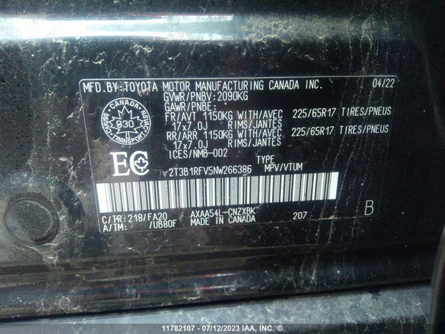 Toyota RAV4 LE 2022 2T3B1RFV5NW266386 Image 9